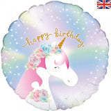 Happy Birthday Pastel Unicorn Iridescent 18 inch 45cm #229684