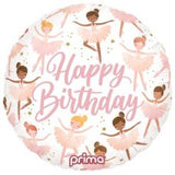 Birthday Ballerinas 46cm round foil balloon INFLATED #620212