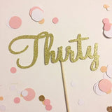 30th Birthday 'Thirty' Glittered Cake Topper in Gold