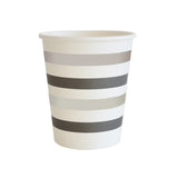 Black & Silver Striped Paper Cups 10pk