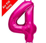 Magenta Number 4 (four) Balloon 41cm AIR FILLED ONLY #00446
