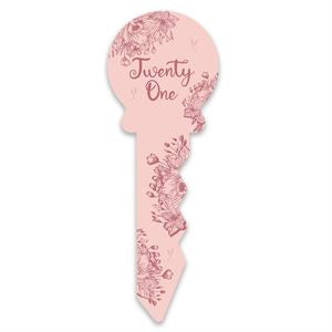 21st Birthday Signature Key Keepsake Small Pink