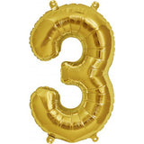 Gold Number 3 Balloon AIR FILLED ONLY SMALL 41cm #00560