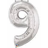 Megaloon Number 9 Silver 86cm Balloon #30433