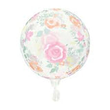 PRINTED CLEAR SPHERE PINK BLOOM BALLOON 60.9CM (24") #18303