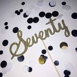 70th Birthday 'Seventy' Glittered Cake Topper Gold