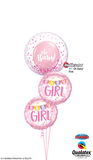 Baby Girl Bunting Confetti Bubble Balloon Bouquet #BG12