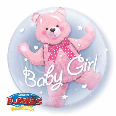 Baby Girl Teddy Bear Double Bubble INFLATED #29488