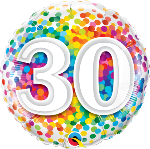 30th Birthday Foil 45cm Confetti Balloon #49526