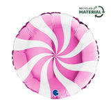 Candy Swirl White & Fuchsia Foil 46cm (18") INFLATED #182021