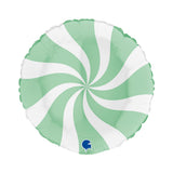 Candy Swirl Mint & White Foil 46cm (18") INFLATED #G018M01WHGR