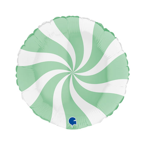 Candy Swirl Mint & White Foil 46cm (18") INFLATED #G018M01WHGR