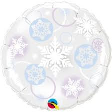 Winter Snowflakes & Circles ClearBubble 50cm INFLATED #89348
