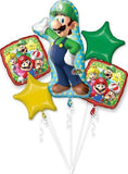 Super Mario Brothers LUIGI Foil 5 Balloon Bouquet Kit INFLATED #32011”