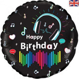 Music Media Happy Birthday Foil 45cm (18") Holographic INFLATED #229769