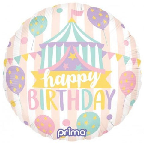 45cm Round Birthday Pastel Circus Foil Balloon #620335