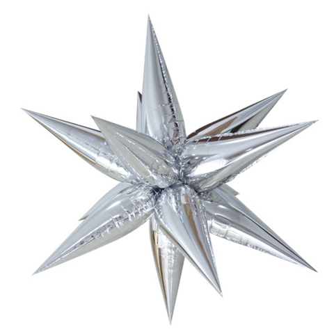 Silver Foil Starburst 100cm (40") INFLATED #0593