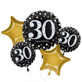 parkling Birthday 30th Balloon Bouquet Kit 5 Pack INFLATED #32143