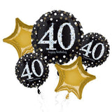 Sparkling Birthday 40th Balloon Bouquet Kit  5 Pack INFLATED #32144
