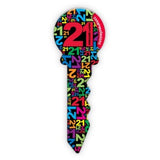 21st Birthday Small 37cm signature keepsake key-Choose Colour
