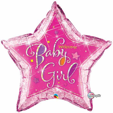 Welcome Baby Girl Giant Star Foil Balloon INFLATED #16577