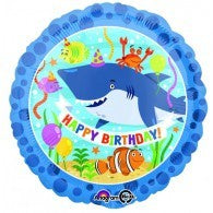 Ocean Buddies & Shark Happy Birthday Foil 45cm Balloon #33778