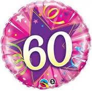 60th Birthday Foil Pink 45cm Balloon #25985