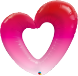 Heart Red Pink Ombre Foil Supershape Balloon INFLATED #16650