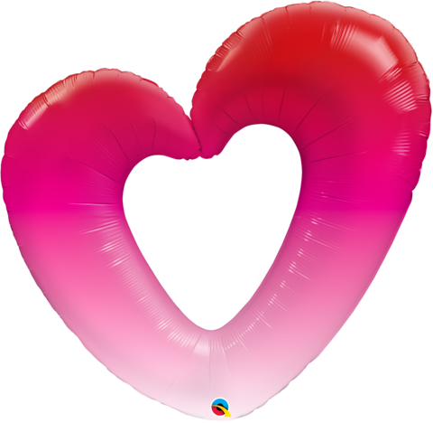 Heart Red Pink Ombre Foil Supershape Balloon INFLATED #16650