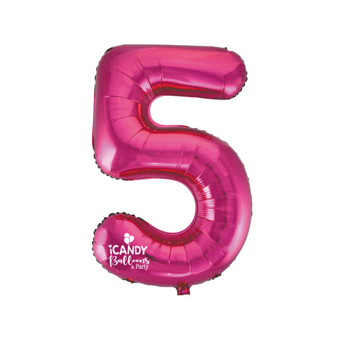 Giant INFLATED Magenta Number 5 Foil 86cm Balloon #213725