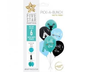 Wild One 1st Printed Balloons Pick-A-Bunch 6pk UNFILLED