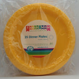 Reusable Yellow Plastic Dinner Plate 25pk #382125