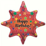 Red Happy Birthday Starburst Foil Supershape Balloon INFLATED #00329