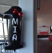 Number One Foil Balloon Minnie Mouse Bow with Personalised Lettering