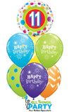 11th Birthday Dots & Stripes Balloon Bouquet