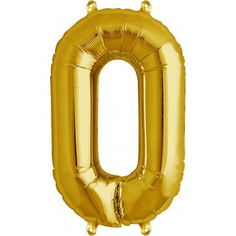 Gold Number 0 Balloon AIR FILLED  SMALL 41cm (zero) #00557