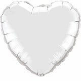 Silver Heart Foil 43cm Balloon INFLATED #10576