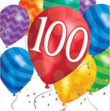 100th Birthday Napkins, Multicolor, 32cm 16 pack #417830