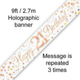 21st Sparkling Fizz Rose Gold Banner 2.7m 21st Bday #625402