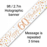 60th Sparkling Fizz Rose Gold Banner 2.7m 60th Birthday #625440