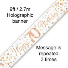 70th Rose Gold Sparkling Fizz Banner 2.7m 70th Birthday #625464