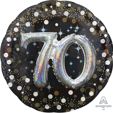 70th Birthday Foil Sparkling Holographic 81cm Balloon #37402