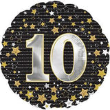 Gold Stars 10th Birthday INFLATED Round 45cm #43951