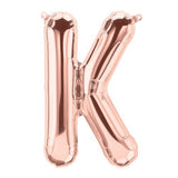 Rose Gold Letter K Balloon AIR FILLED SMALL 41cm #01347