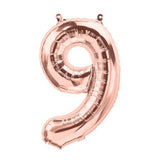 Rose Gold Number 9 Balloon 41cm Small AIR FILLED ONLY #01372