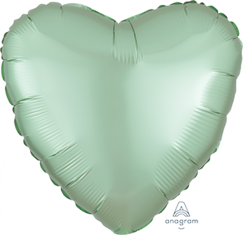 Pastel Mint Green Satin Luxe Foil Heart 43cm Balloon INFLATED #39914