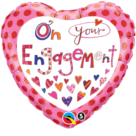 On Your Engagement Foil Heart Balloon INFLATED #51171