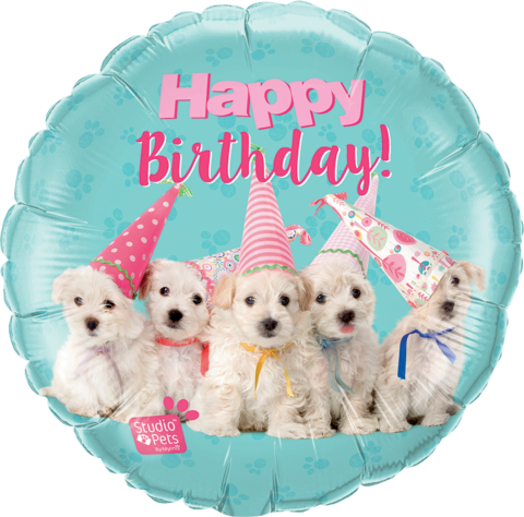 Happy Birthday Pets Foil 45cm Puppies Balloon #57620