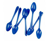 Dark Blue Reusable Plastic Cutlery Dessert Spoons 20pk