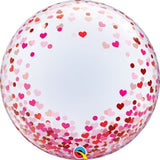 Red & Pink Confetti Hearts Deco Bubble 60cm (24") INFLATED #16579